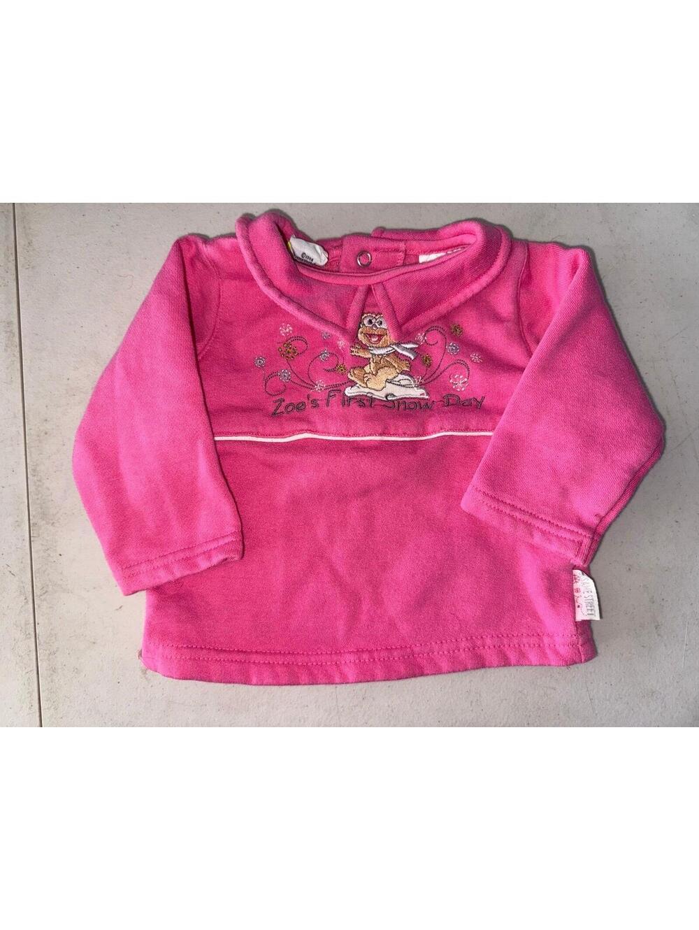 Vintage Sesame Street pink sweater Zoe’s first snow day size 6/9 months